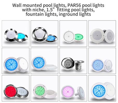 ফ্ল্যাট স্লিম PAR56 LED পুল বাল্ব হালকা রজন ভরা 18W 35W RGB সাদা রঙ